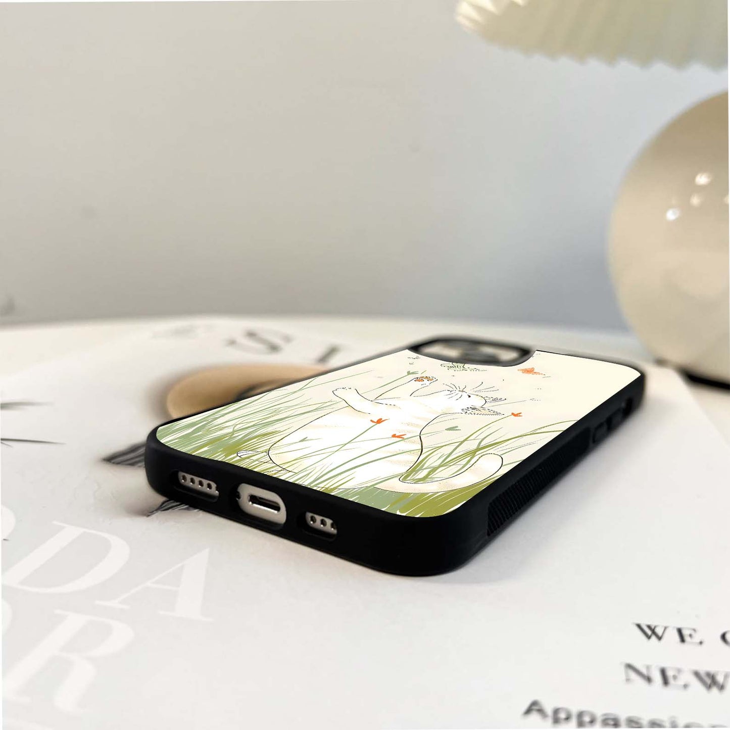 Cat Butterfly Whispers Glass Case