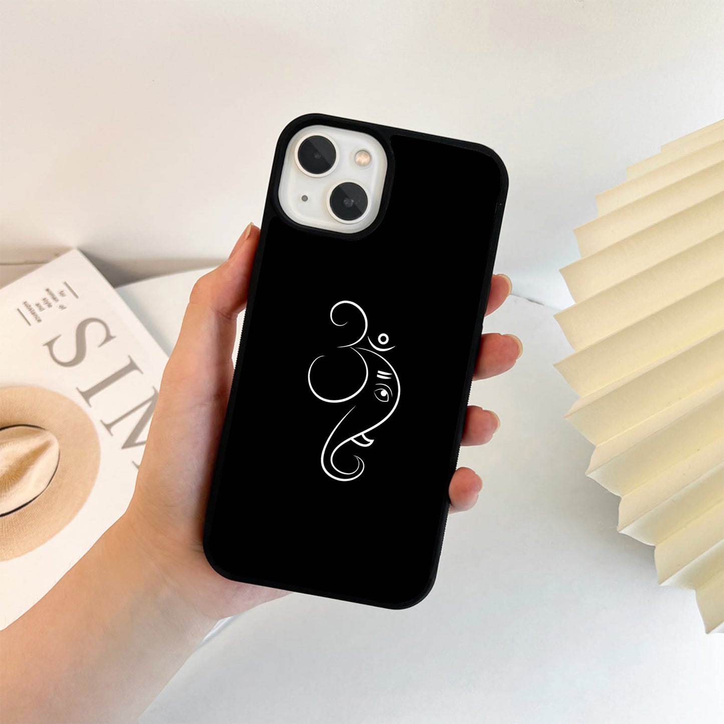 Minimal Om Ganesha Art Glass Case