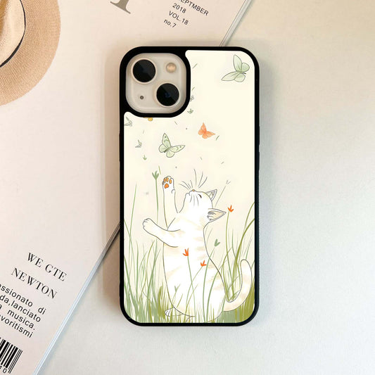 Cat Butterfly Whispers Glass Case