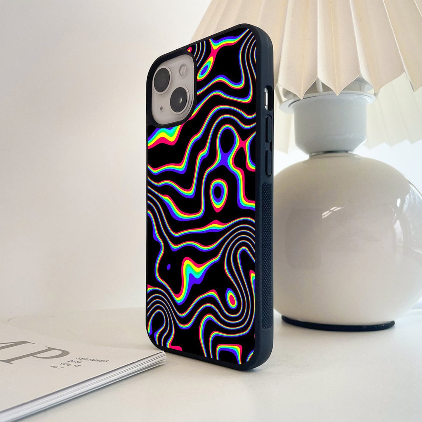 Psychedelic Rainbow Waves Glass Case