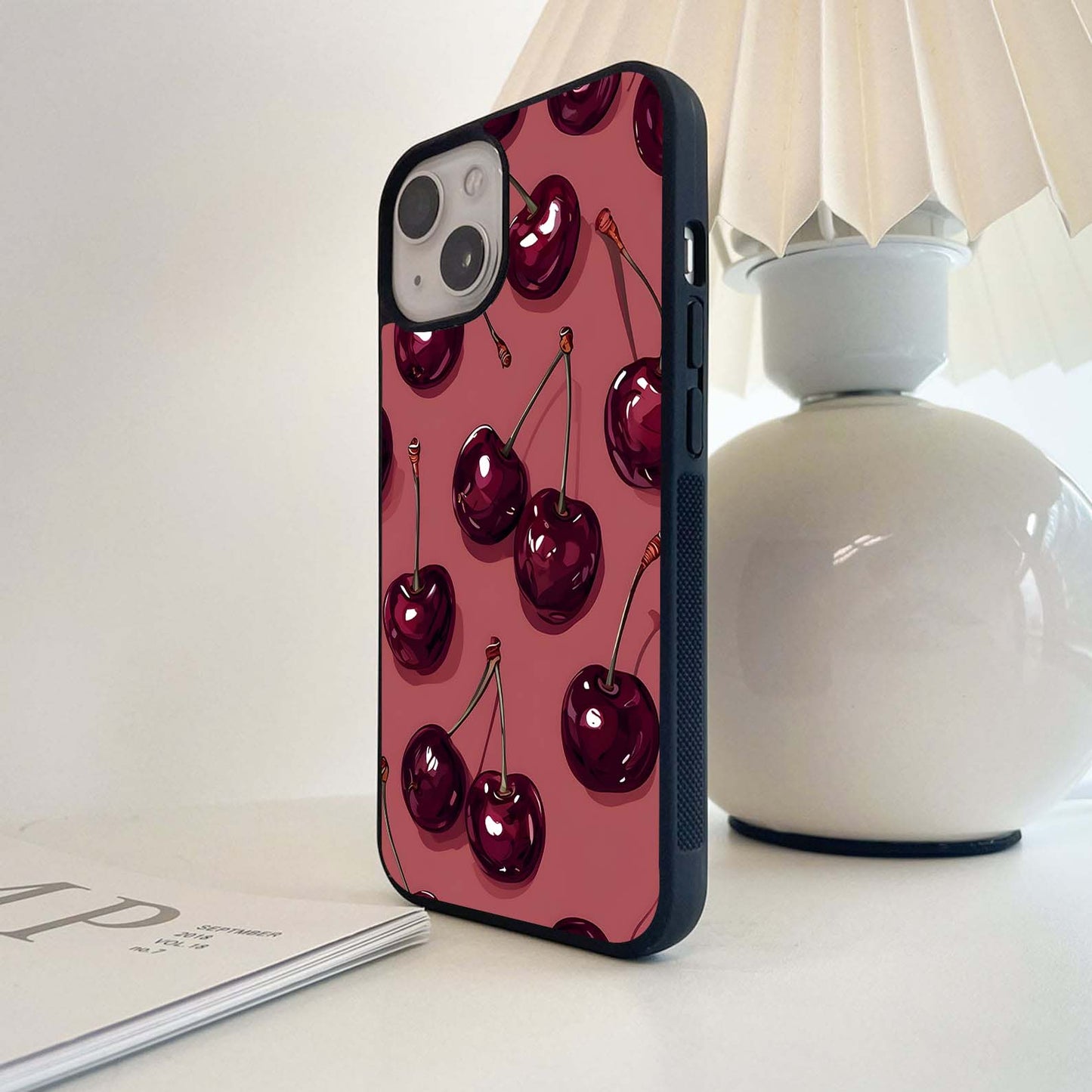 Cosmic Wine Cherry pattern Glass Case