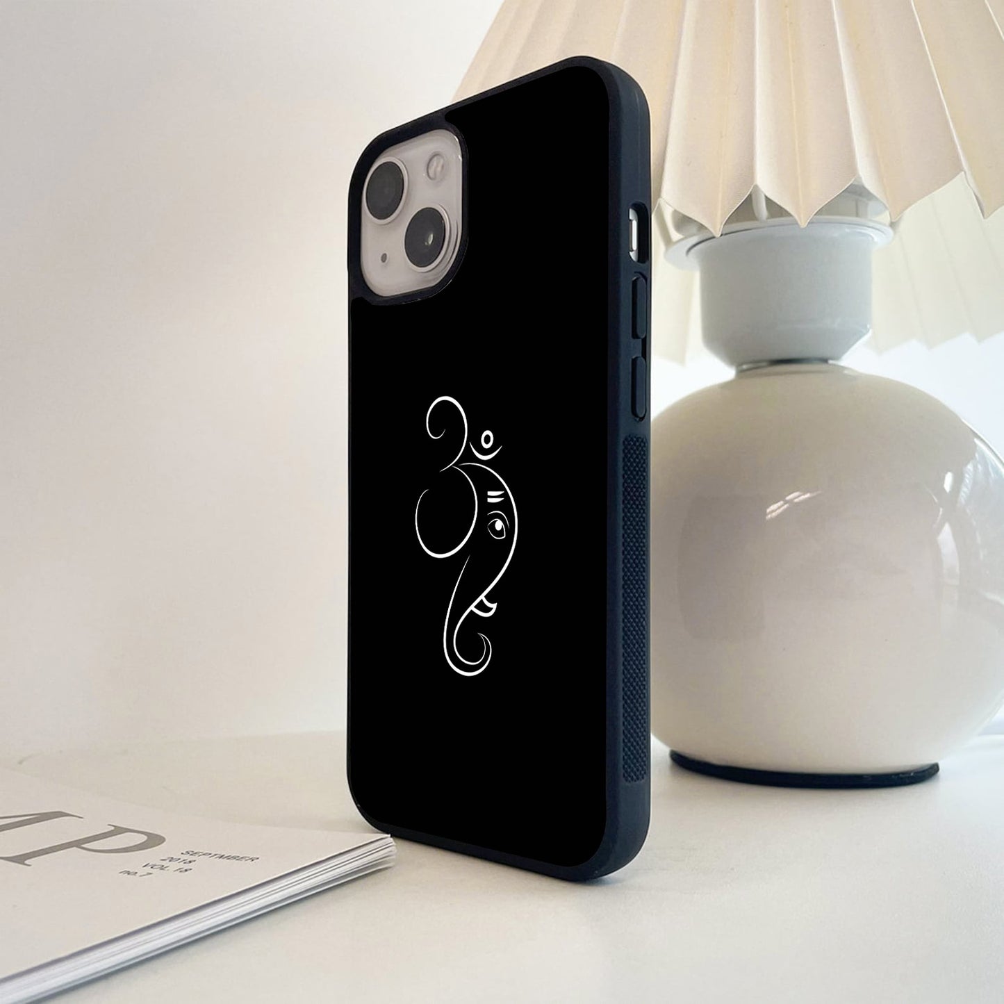 Minimal Om Ganesha Art Glass Case