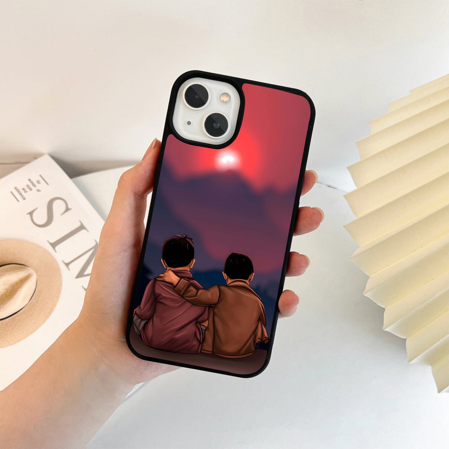 Sunset Friendship Bond Glass Case