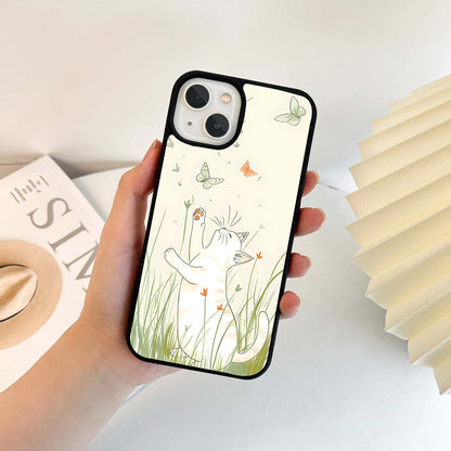 Cat Butterfly Whispers Glass Case