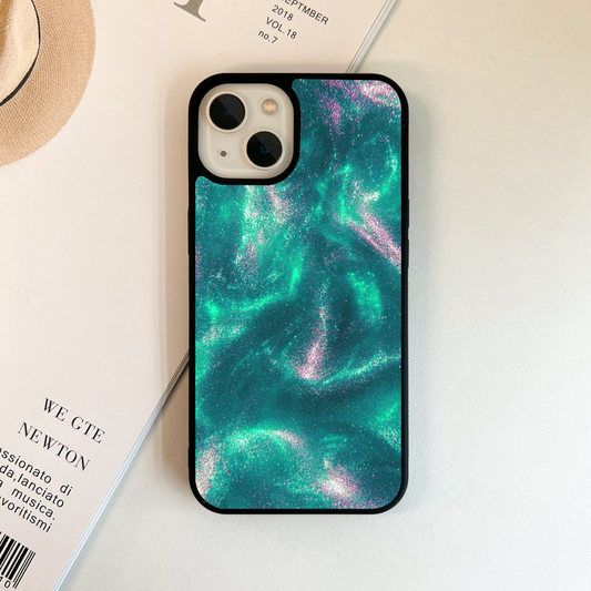 Shimmering Nebula Waves Glass Case