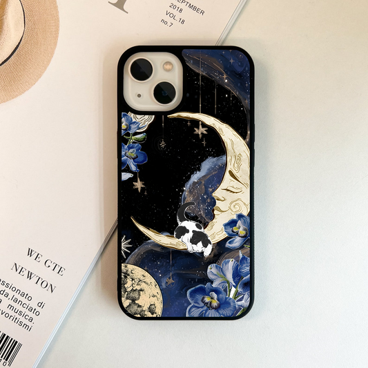 Moonlit Cat Dreams Glass Case