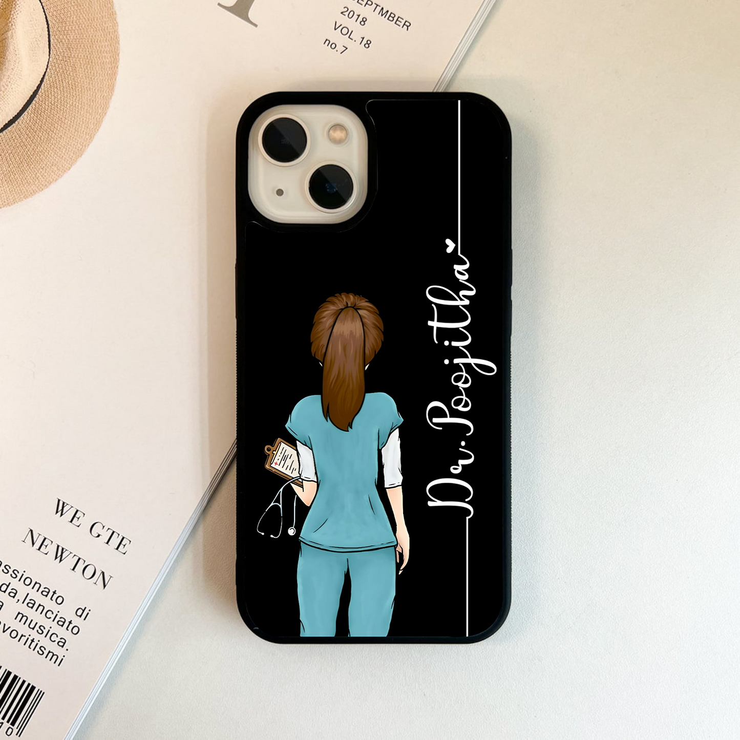 Doctor Pattern Custom Name Glass Case