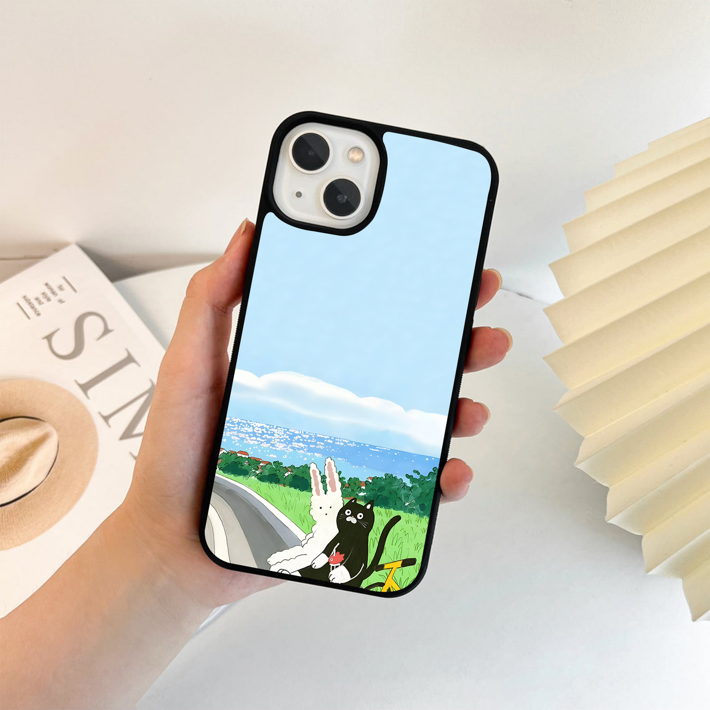 Bunny & Cat Ride Glass Case