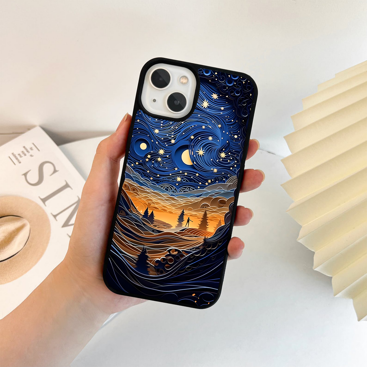 Papercut Dark Senery Glass Case