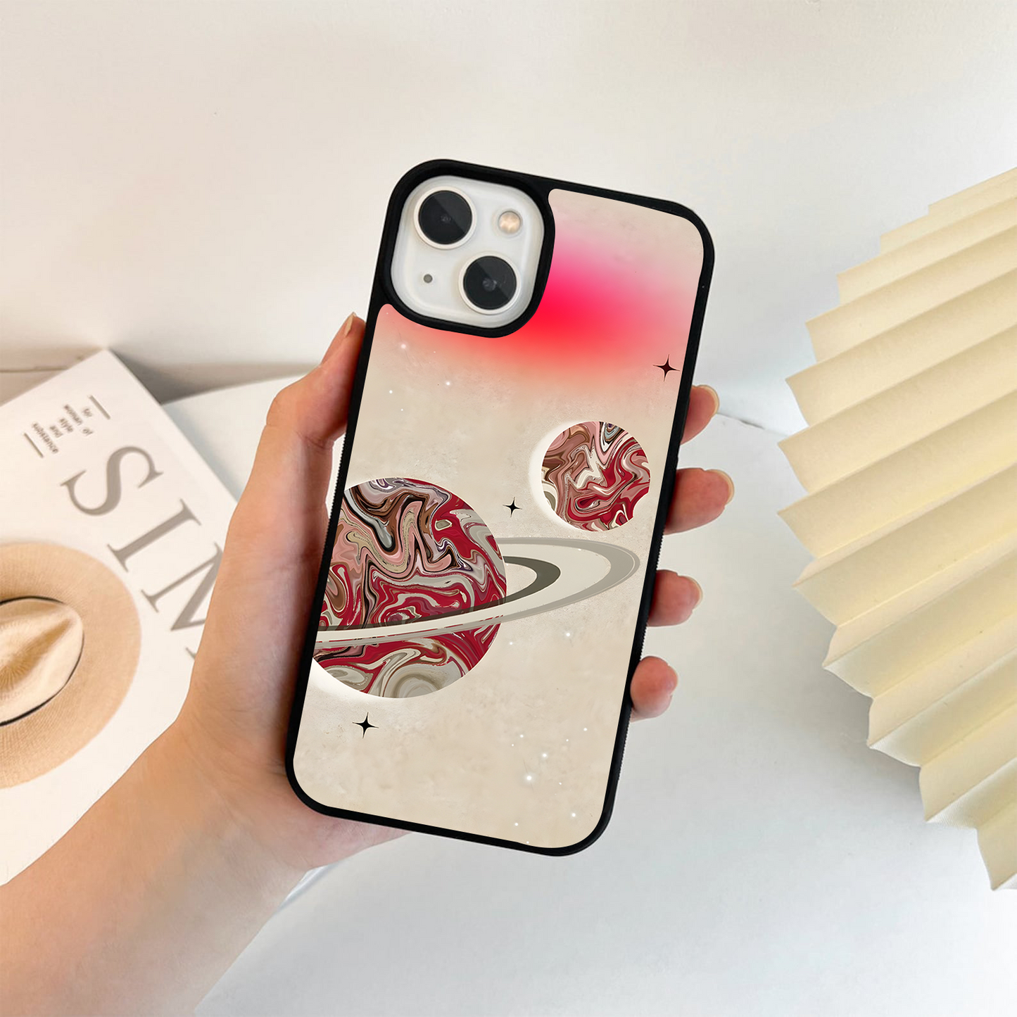 Saturn Blush Aura Glass Case