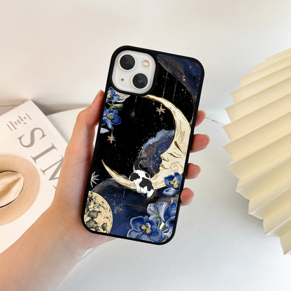 Moonlit Cat Dreams Glass Case