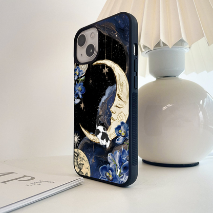 Moonlit Cat Dreams Glass Case