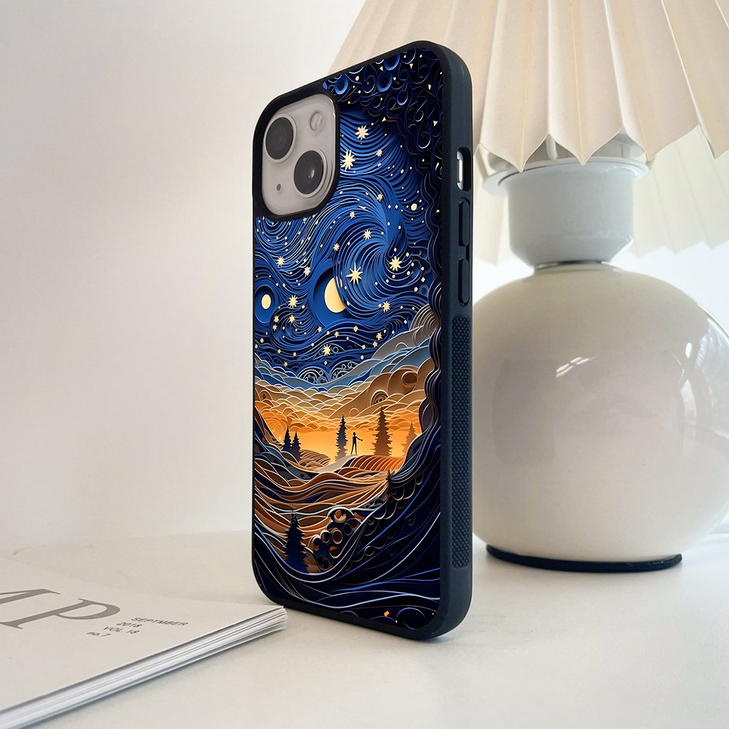 Papercut Dark Senery Glass Case