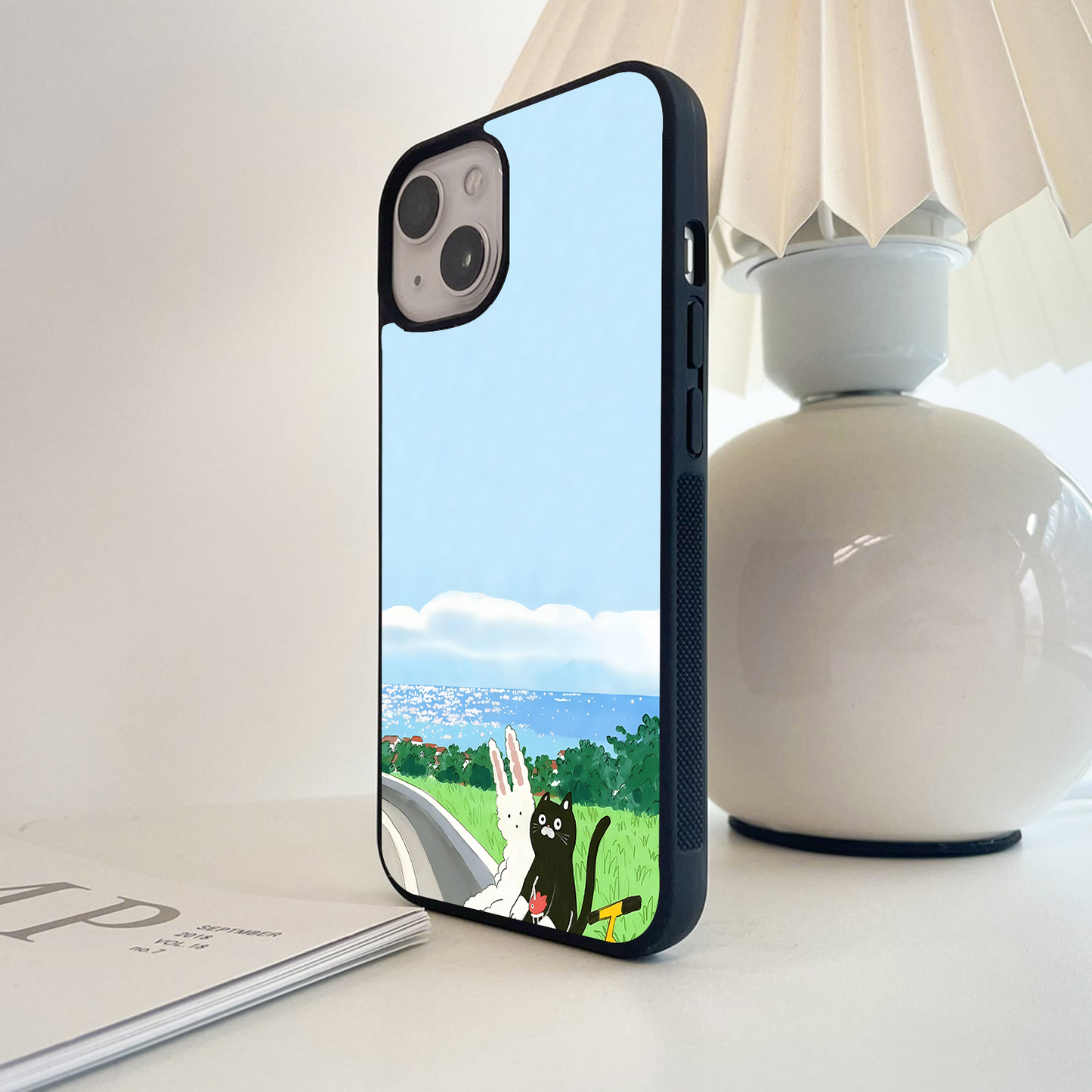 Bunny & Cat Ride Glass Case