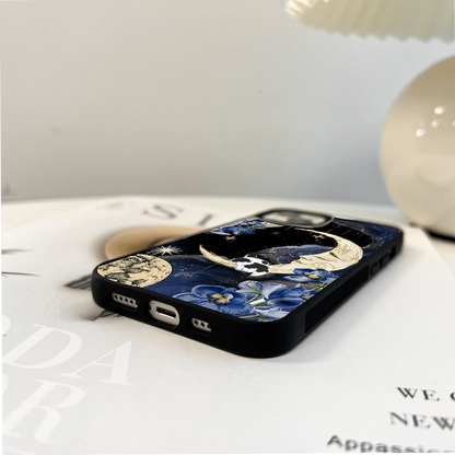 Moonlit Cat Dreams Glass Case