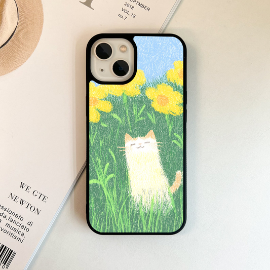 Sunflower Cat Nap Glass Case