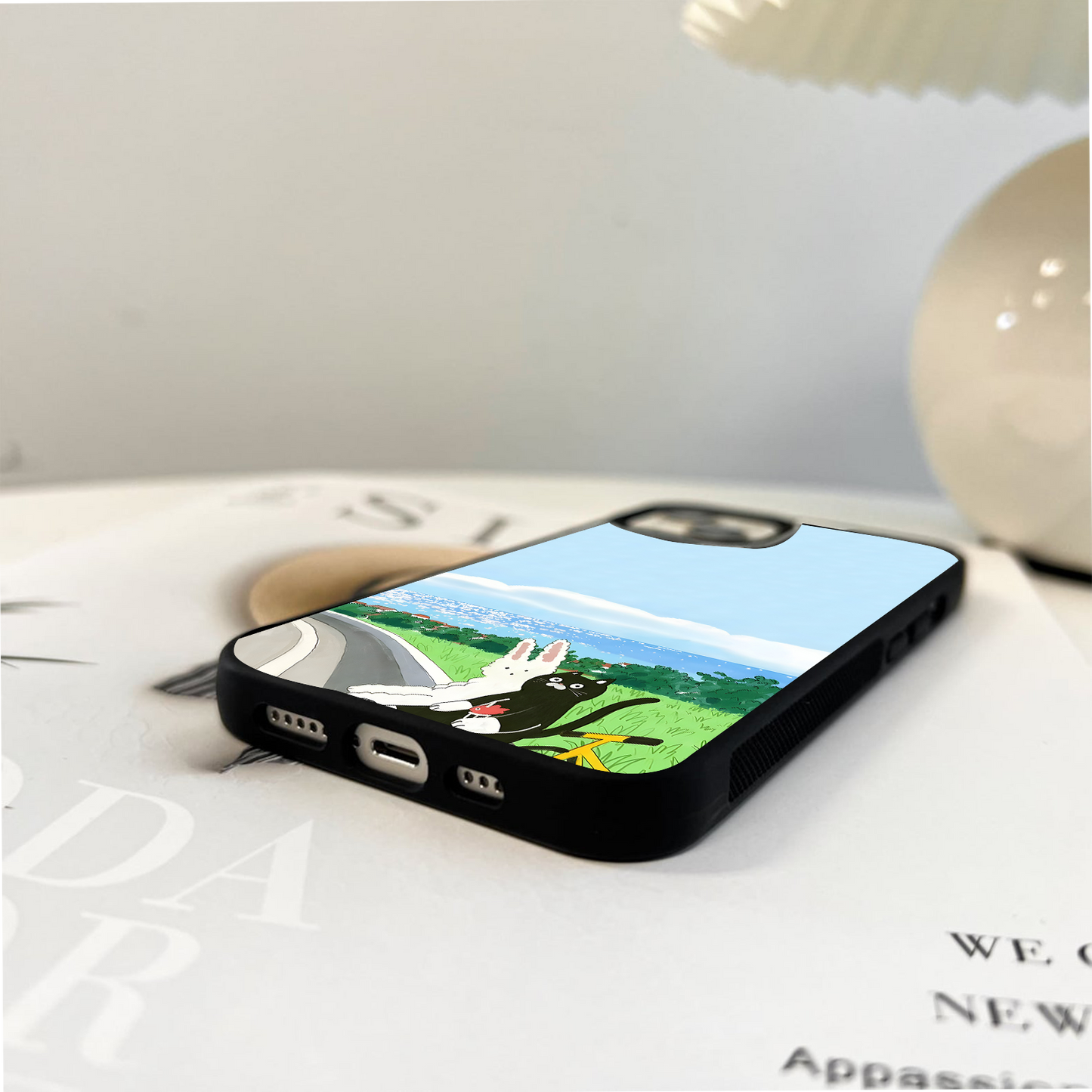 Bunny & Cat Ride Glass Case