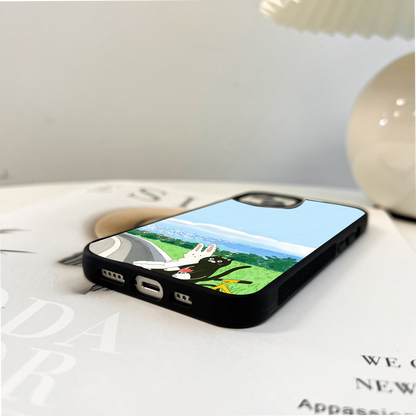 Bunny & Cat Ride Glass Case