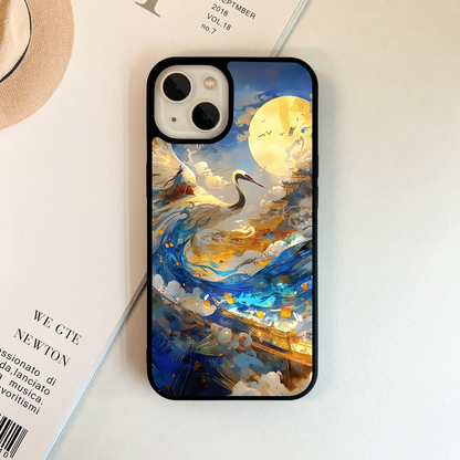 Moonlit Crane Flight Glass Case