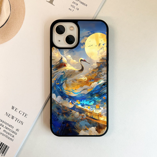 Moonlit Crane Flight Glass Case