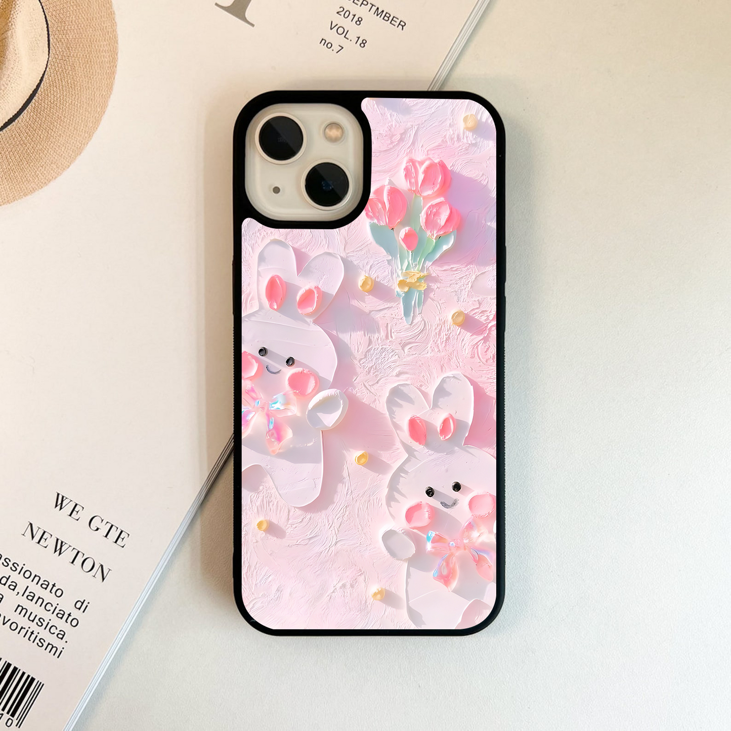 Bunny Blush Bloom  Glass Case