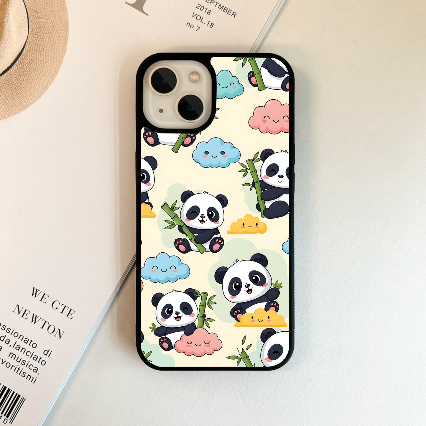 Happy Panda Clouds Glass Case
