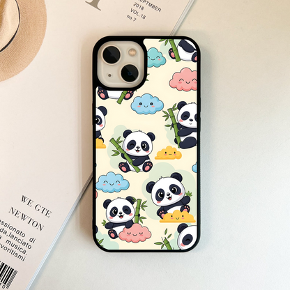 Happy Panda Clouds Glass Case