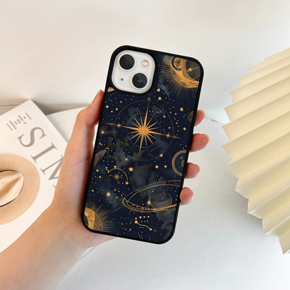 Golden Cosmic Drift Glass Case