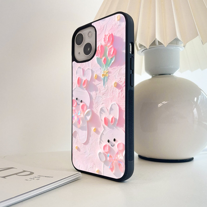 Bunny Blush Bloom  Glass Case