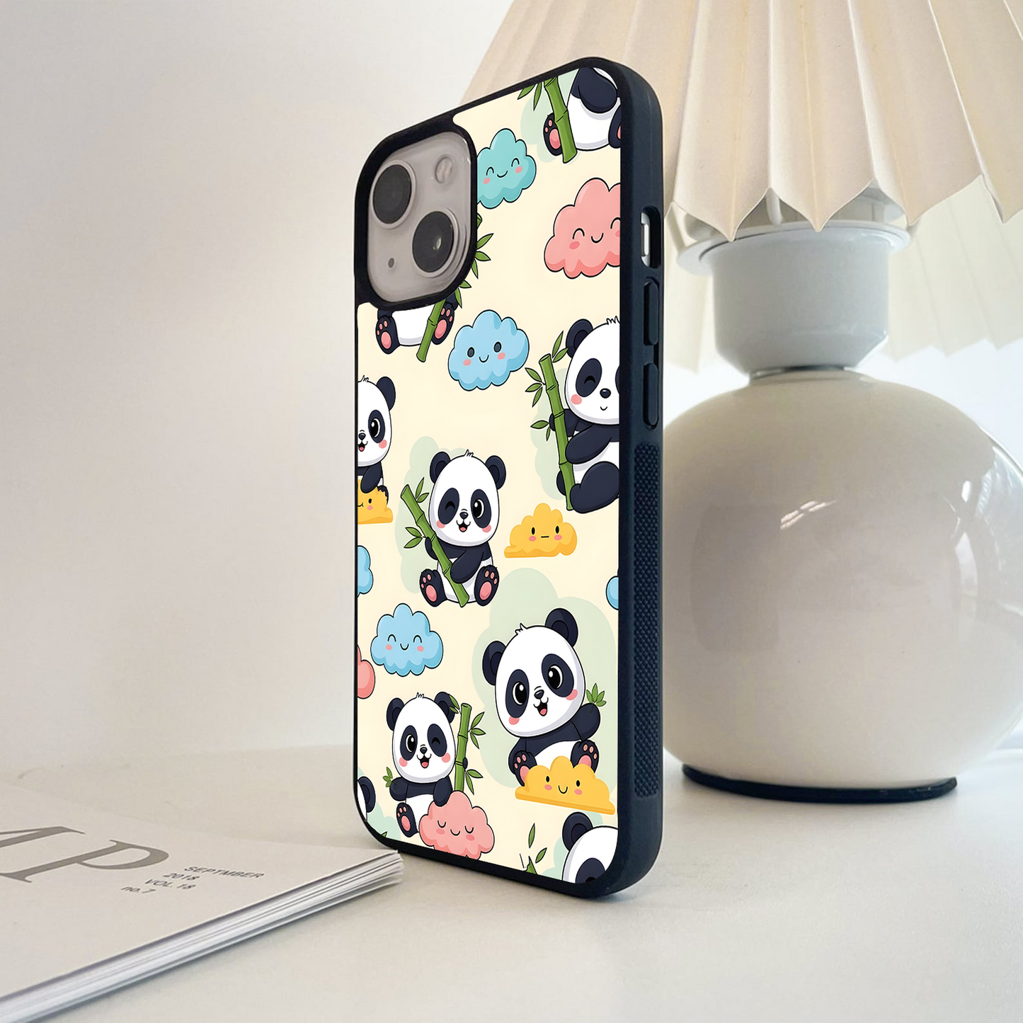 Happy Panda Clouds Glass Case