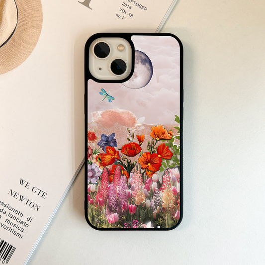 Moonlit Floral Garden Glass Case