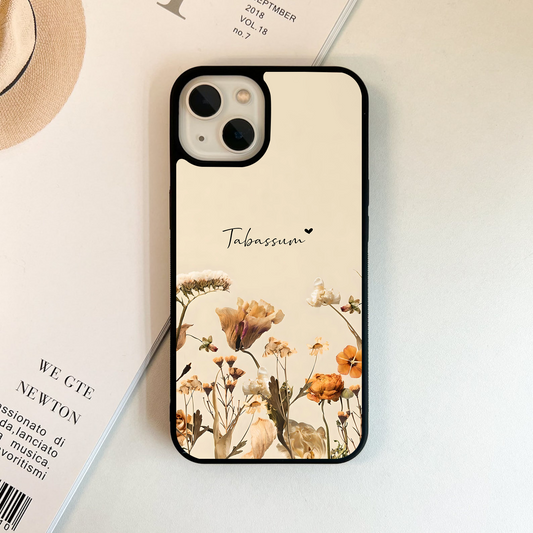 Vintage Petal Love With Custom Name Glass Case