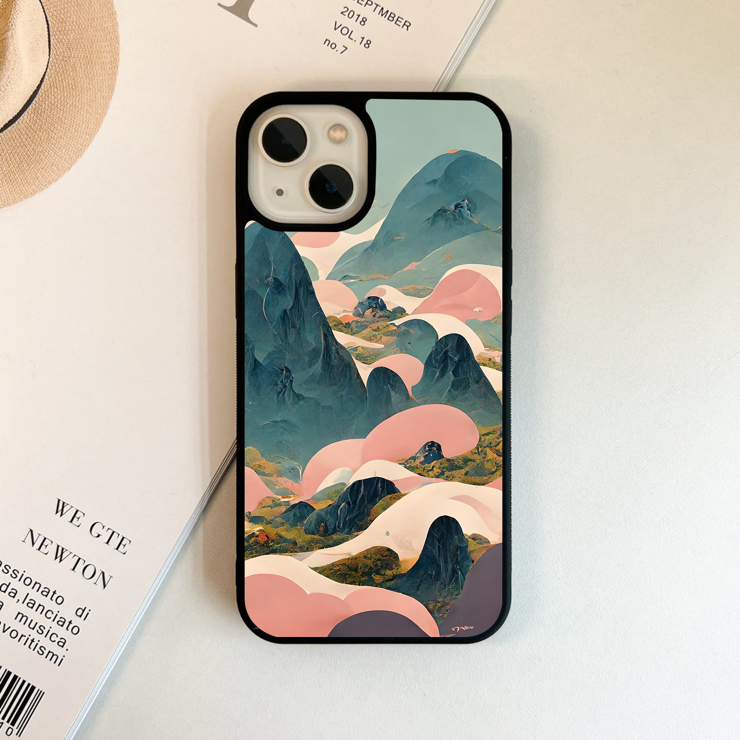 Pink Misty Mountainscape Glass Case