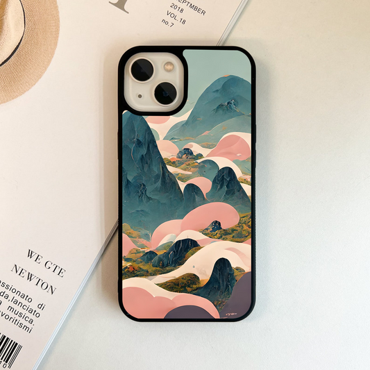 Pink Misty Mountainscape Glass Case