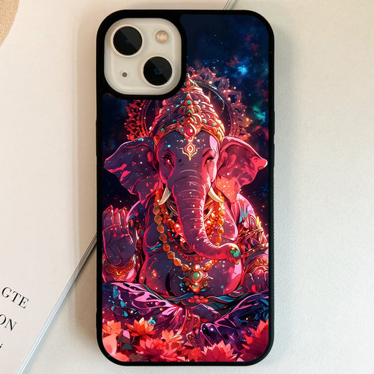 Colorful Ganesha Art Glass Case