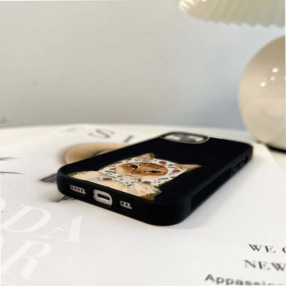 Cat in Strawberry Bonnet Glass Case