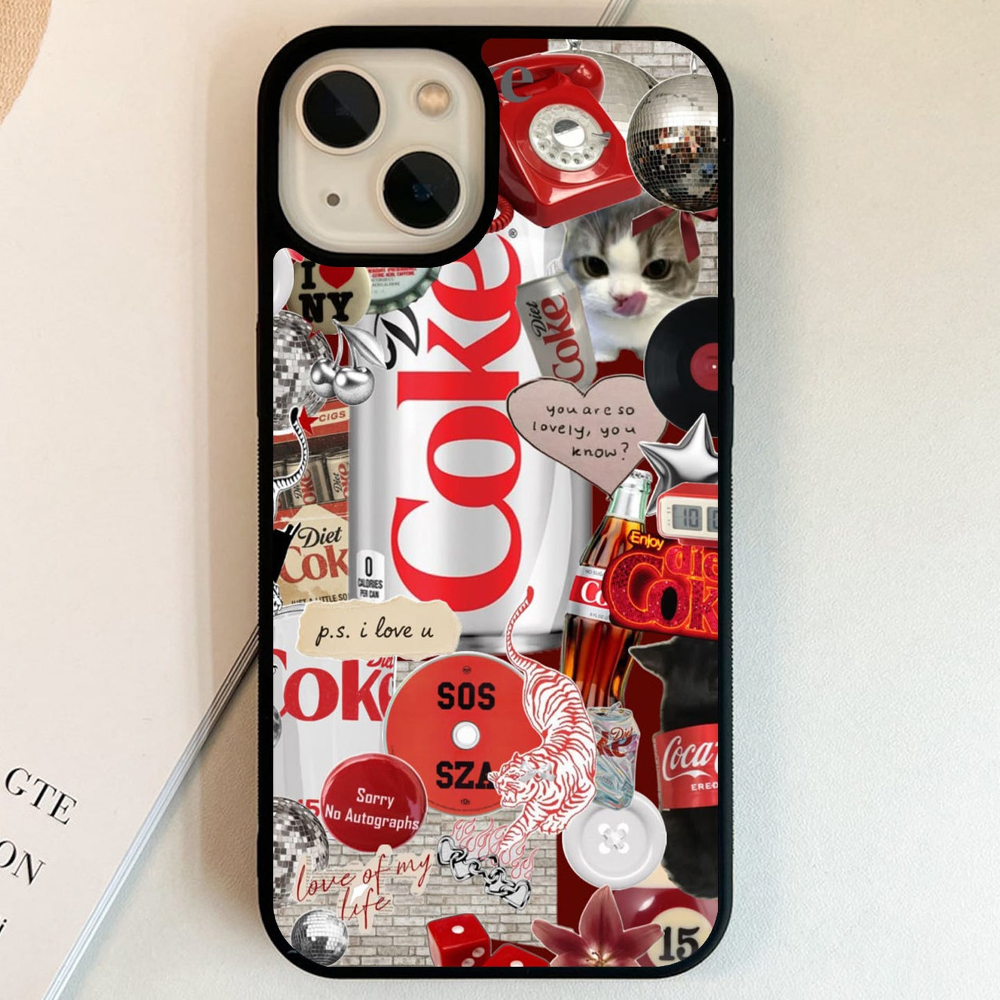 Diet Coke Retro Collage Glass Case