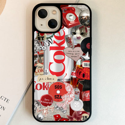 Diet Coke Retro Collage Glass Case
