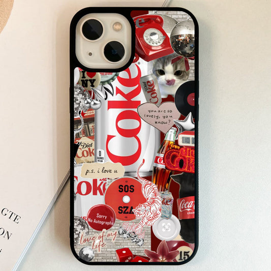 Diet Coke Retro Collage Glass Case