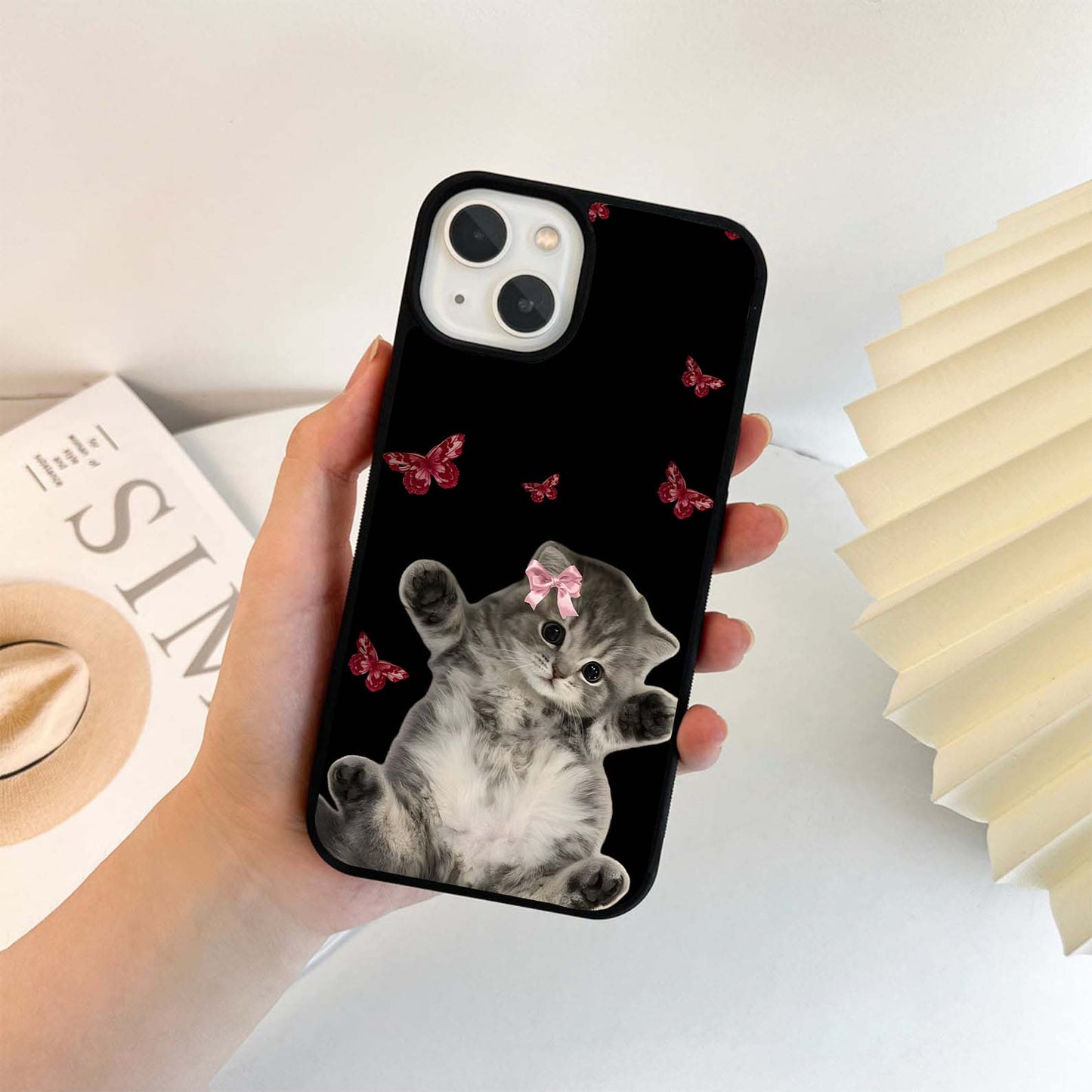 Butterfly Cat Bliss Glass Case