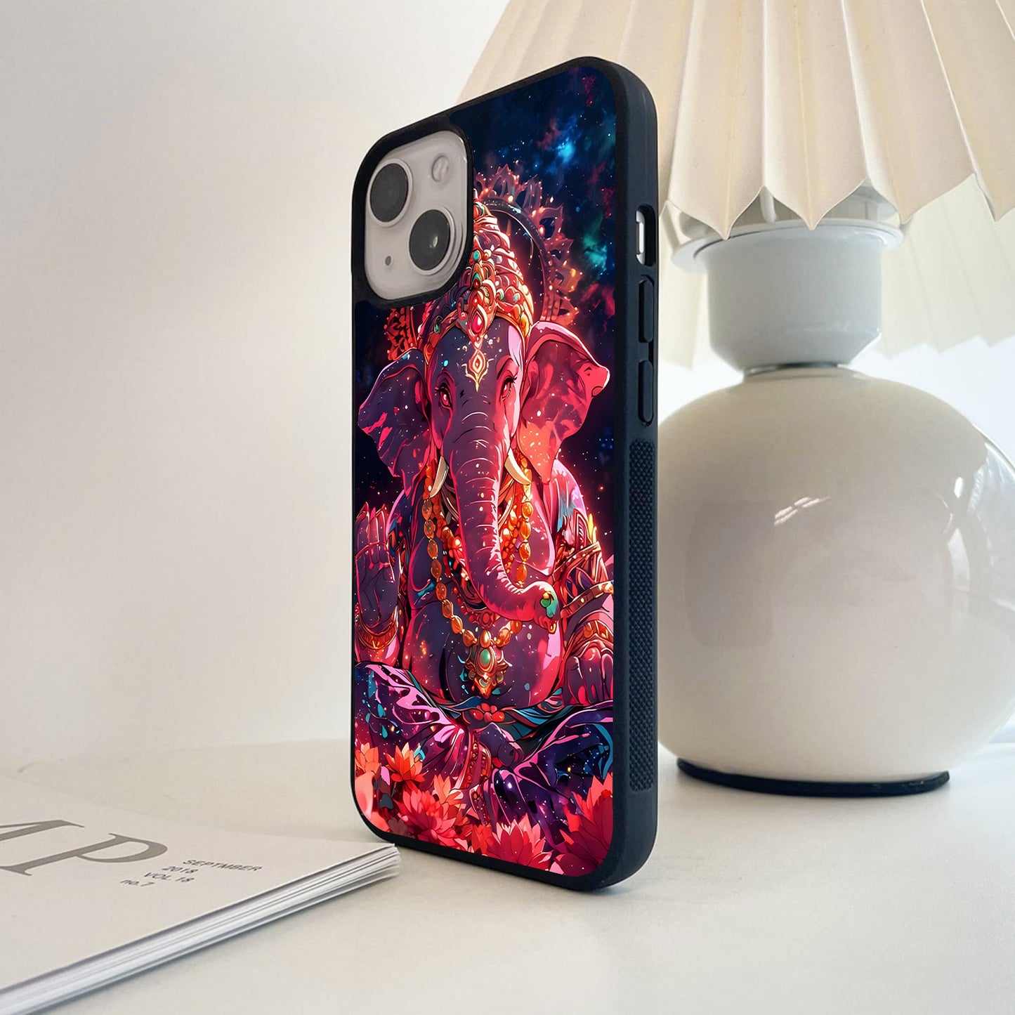 Colorful Ganesha Art Glass Case