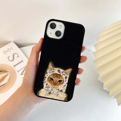 Cat in Strawberry Bonnet Glass Case