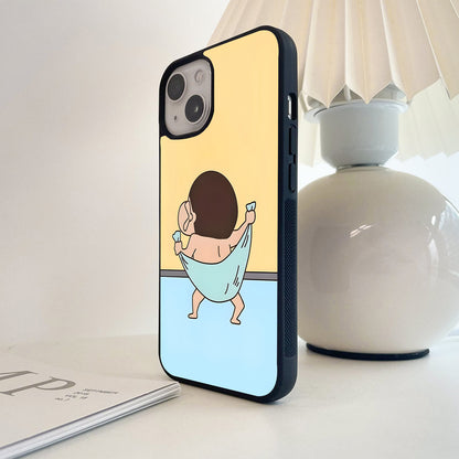 Shinchan Towel Dance Glass Case