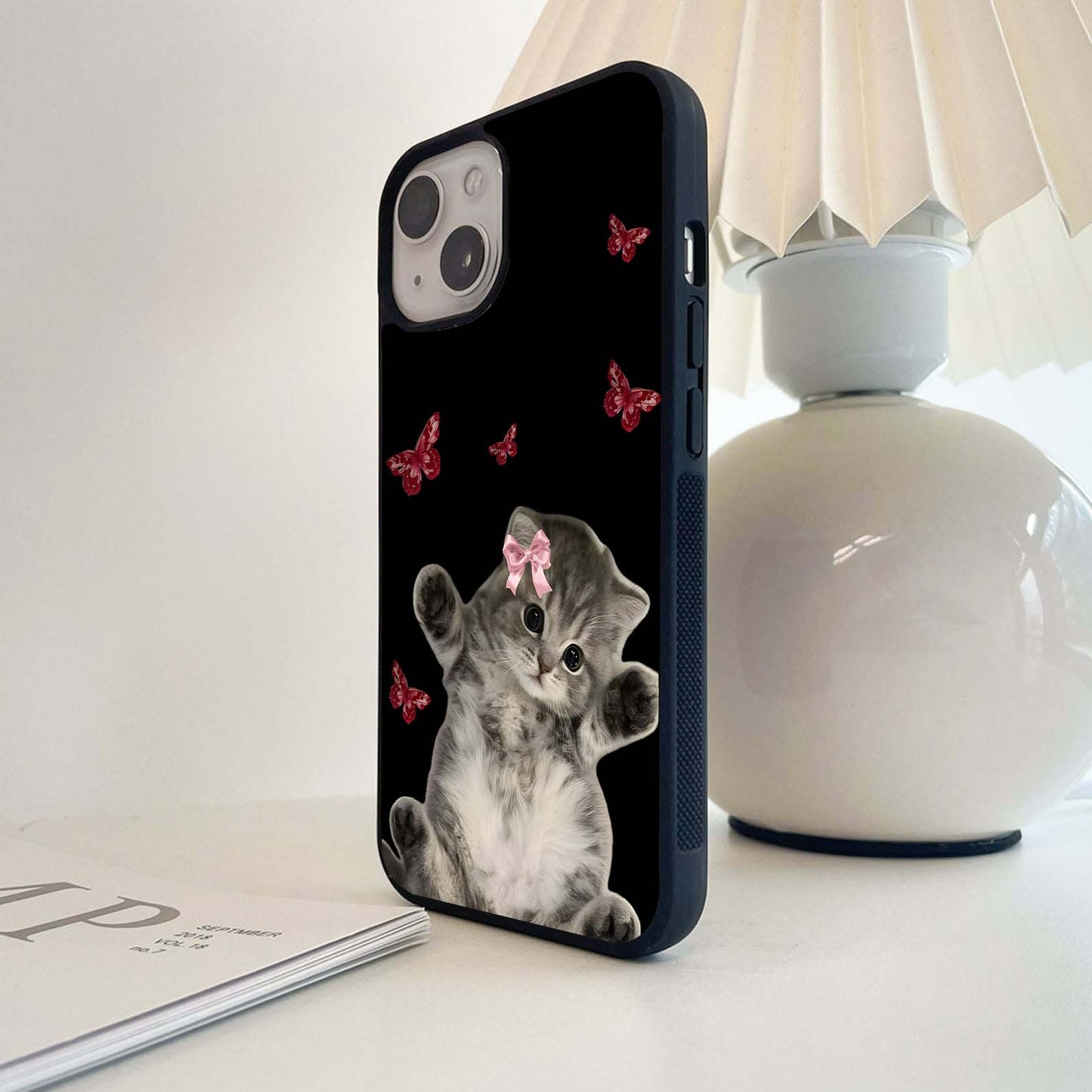 Butterfly Cat Bliss Glass Case