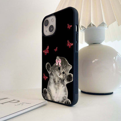 Butterfly Cat Bliss Glass Case