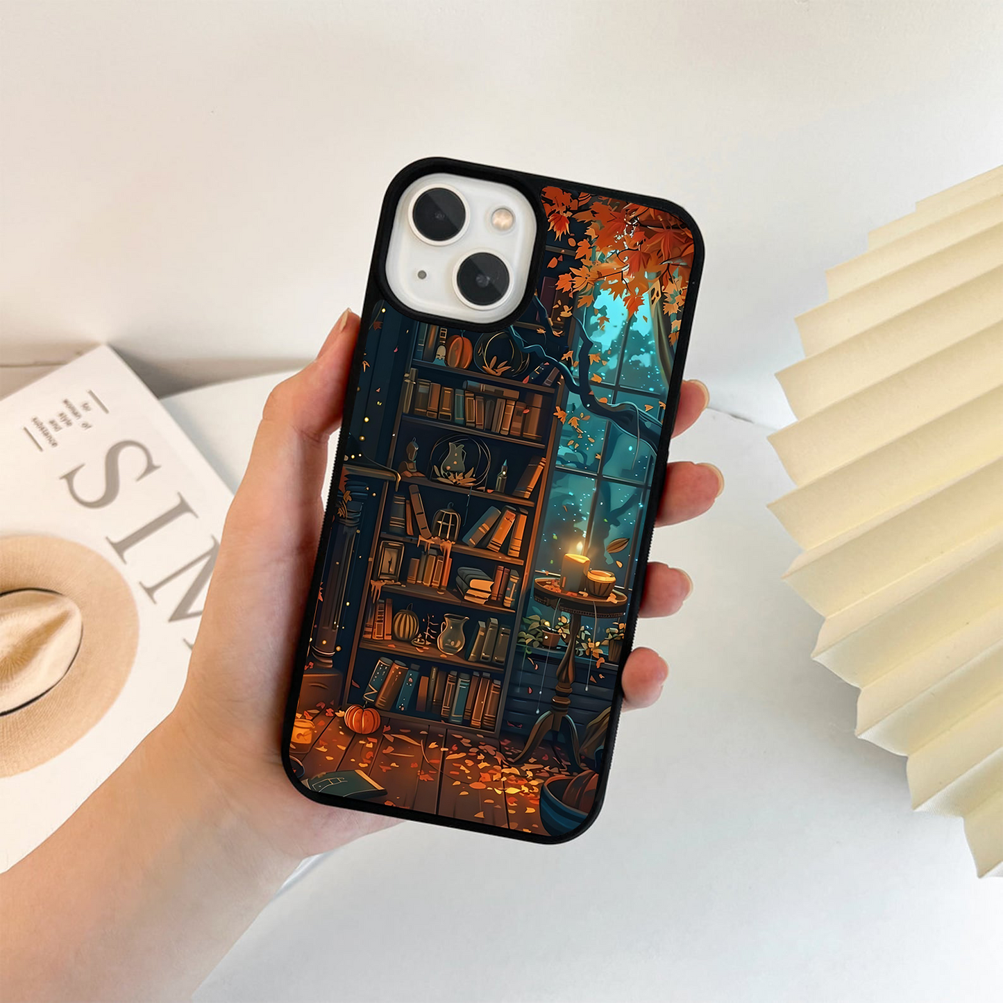 Autumn Library Glow Glass Case