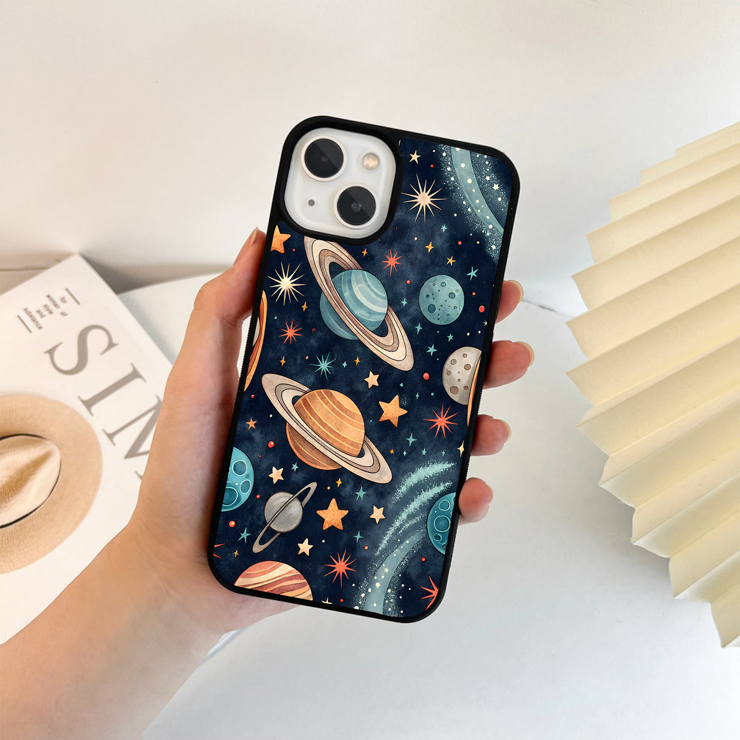 Planets Pattern Glass Case