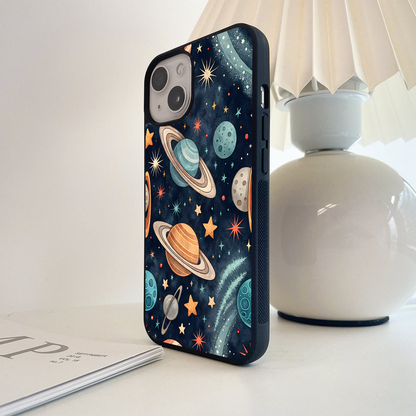 Planets Pattern Glass Case
