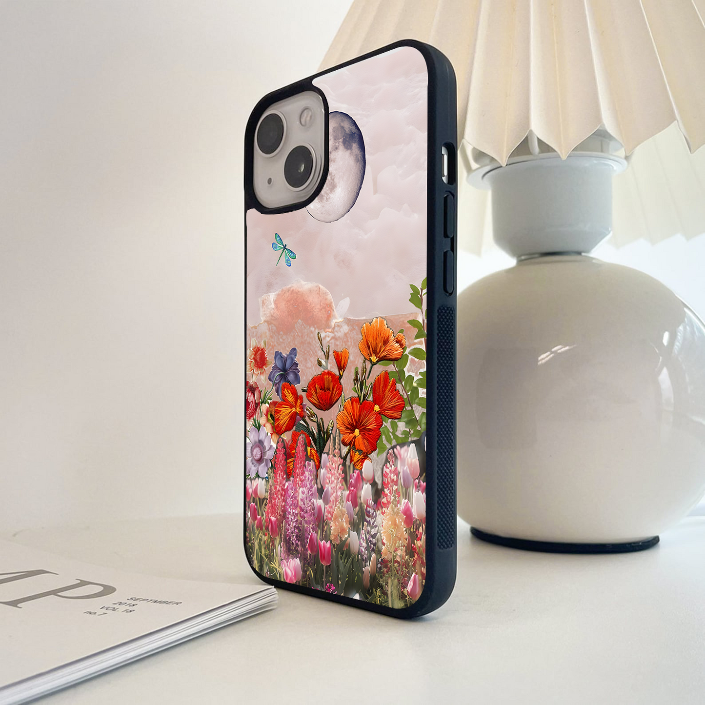 Moonlit Floral Garden Glass Case