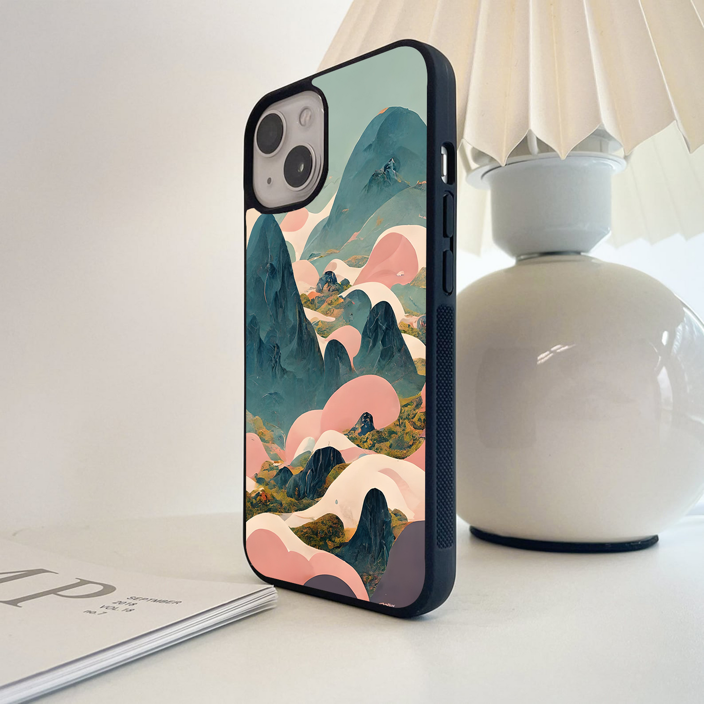 Pink Misty Mountainscape Glass Case